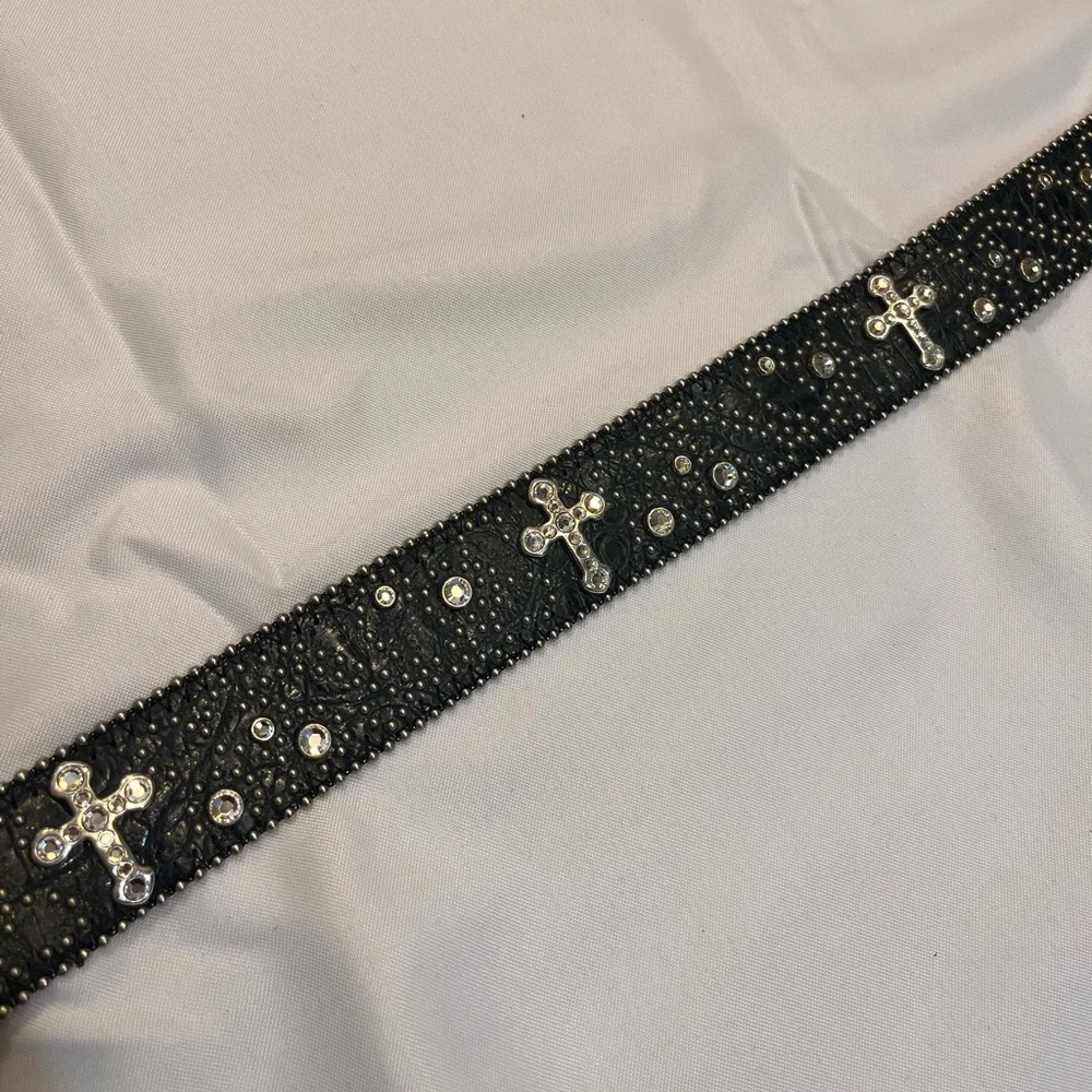 Brighton Rhinestone Studded Punk Cross Belt